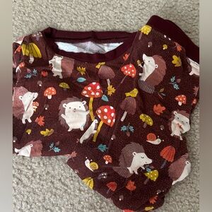 Gently Worn Little Sleepies Brown Headgehog 2 piece set. Size 2T.